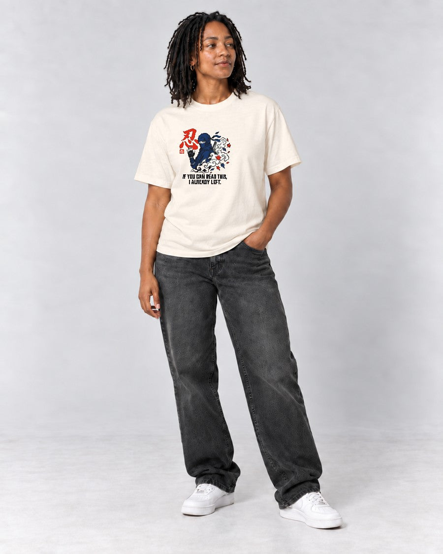 Already Left Ninja T-Shirt in Ivory, full body