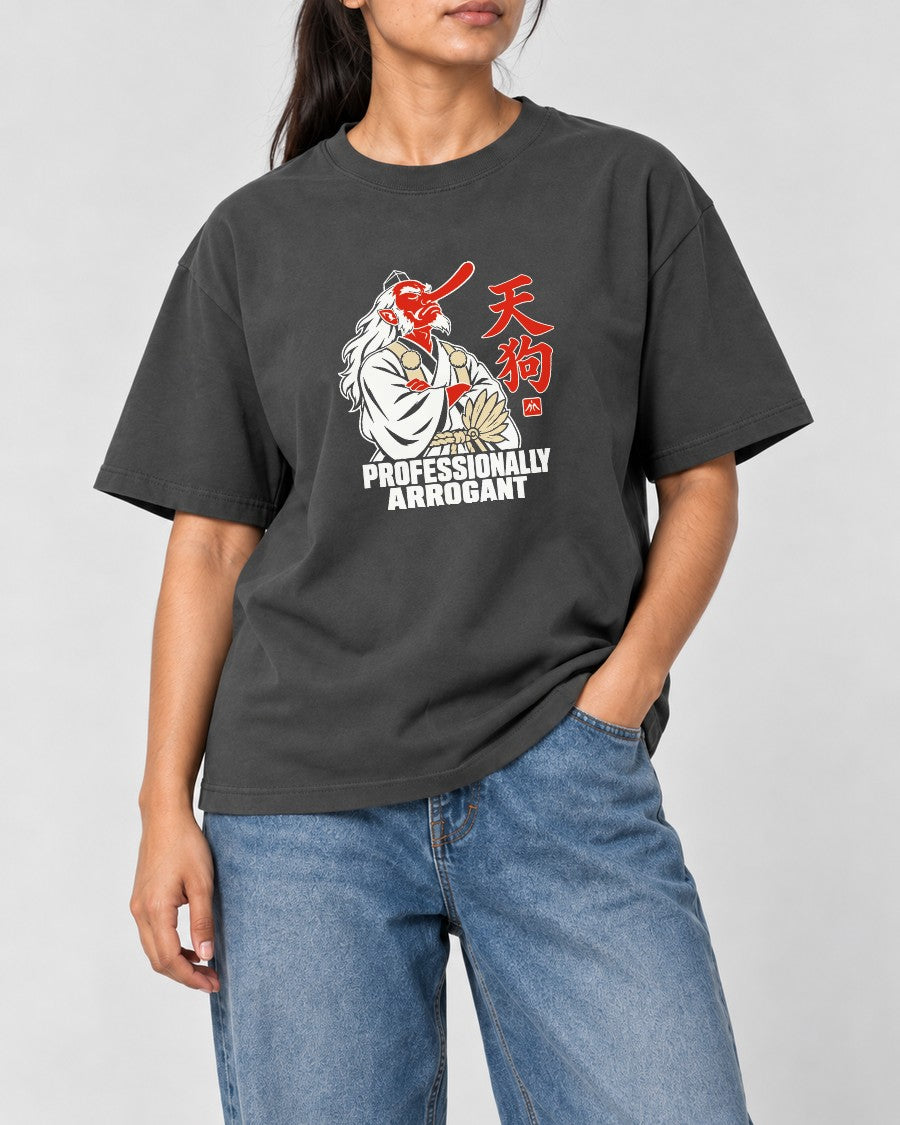 Professionally Arrogant Tengu T-Shirt in Pepper, close-up
