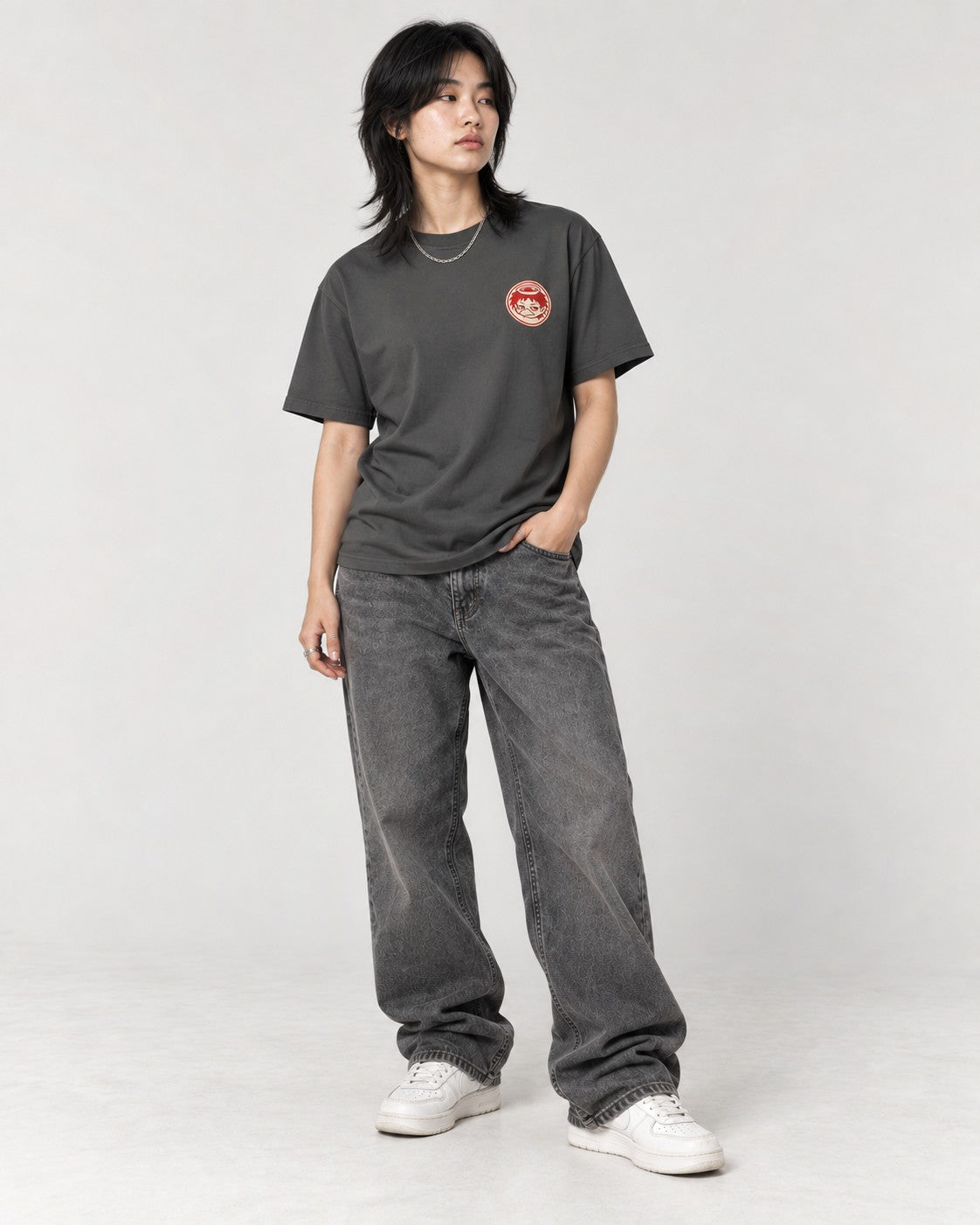 Kappa Yokai Cucumber Back T-Shirt in Pepper, full body
