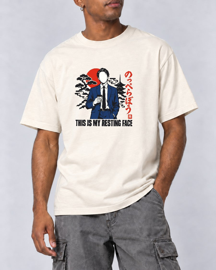 Resting Face Noppera-bo T-Shirt in Ivory, close-up