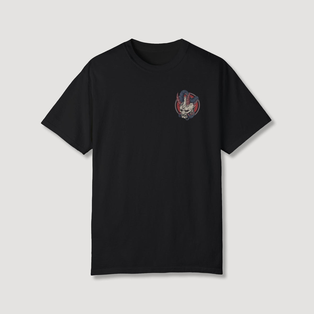 White Oni Mask with Snake Back T-Shirt