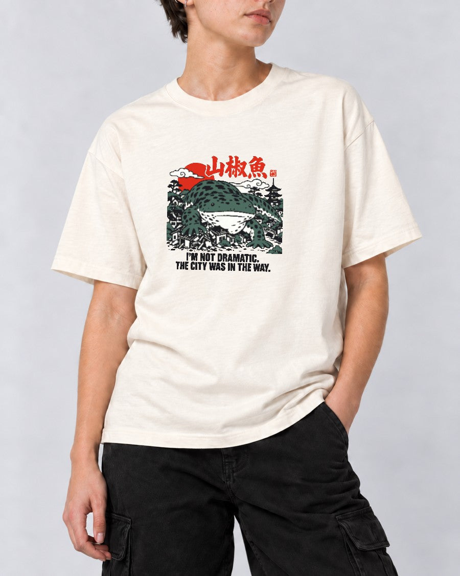 City in the Way Giant Salamander T-Shirt in Ivory, close-up