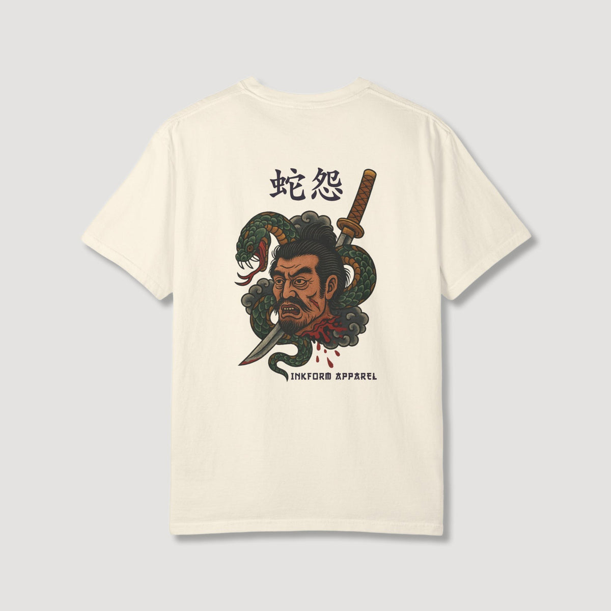 Samurai Head with Snake Back T-Shirt