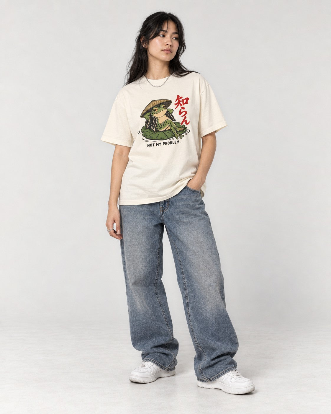 Not My Problem Frog T-Shirt in Ivory, full body