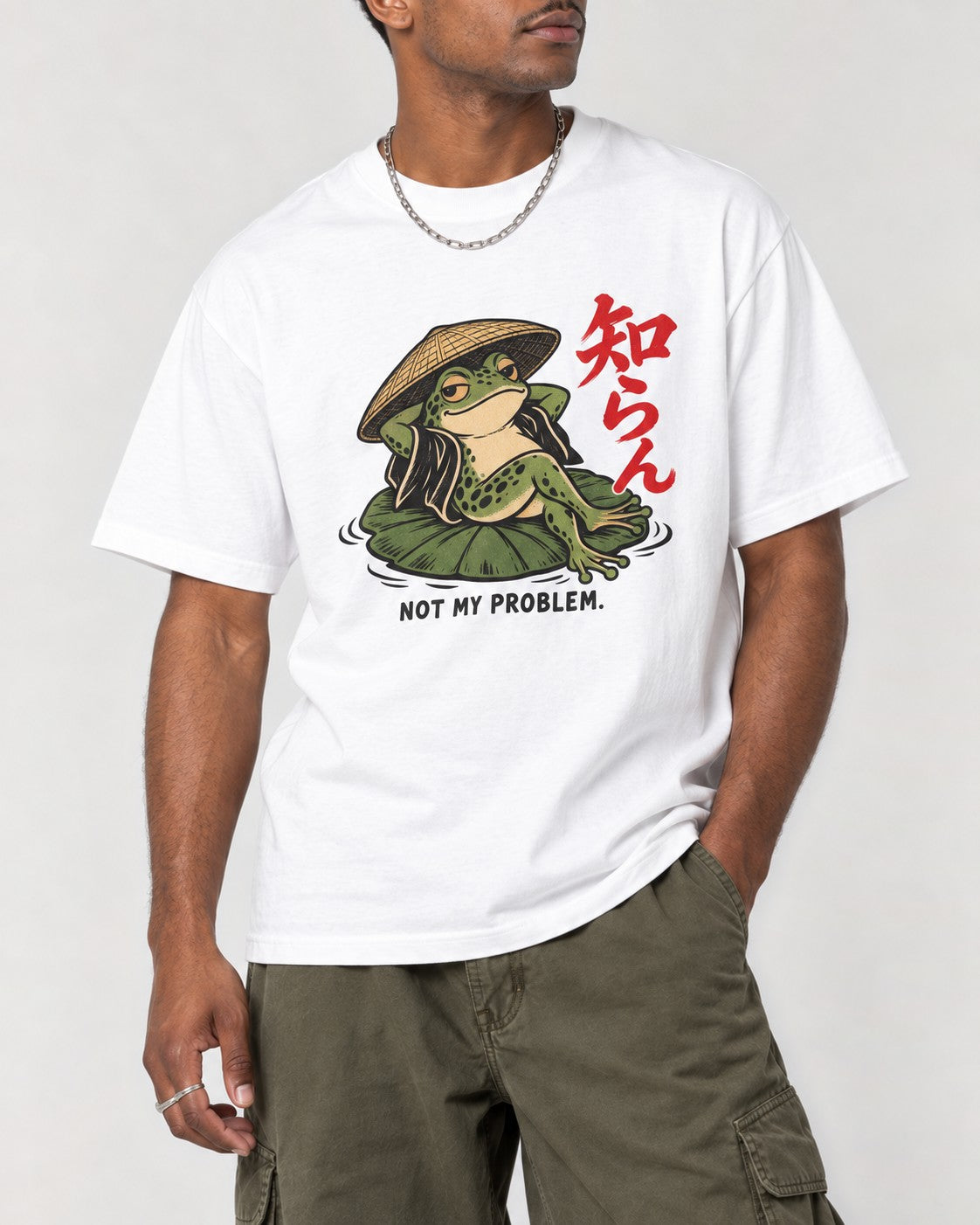 Not My Problem Frog T-Shirt in White, close-up