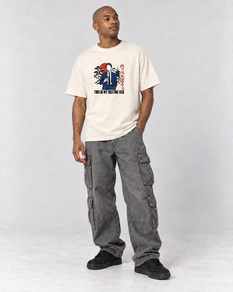 Resting Face Noppera-bo T-Shirt in Ivory, full body