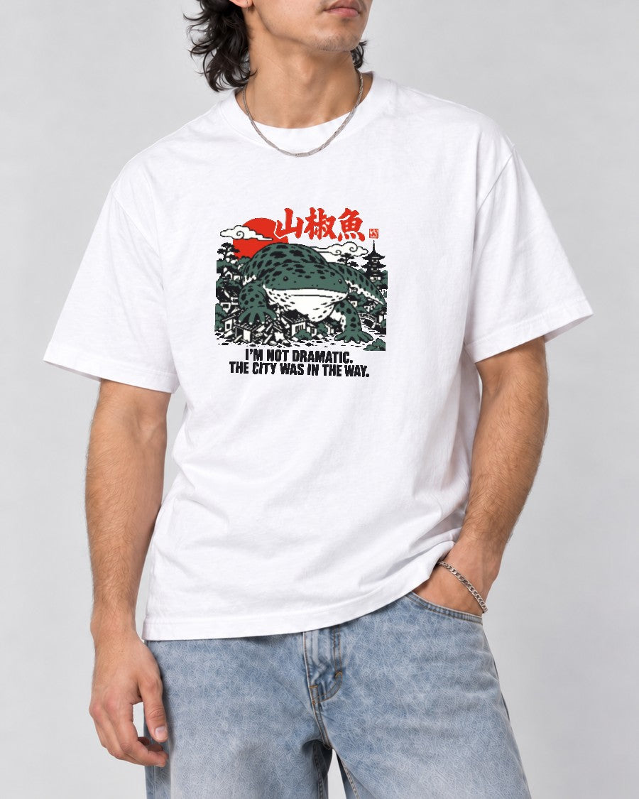 City in the Way Giant Salamander T-Shirt in White, close-up