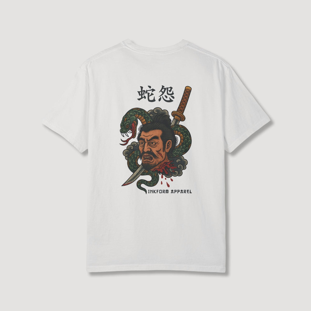 Samurai Head with Snake Back T-Shirt