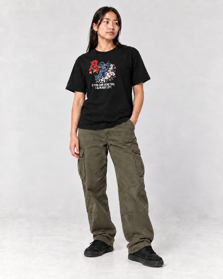 Already Left Ninja T-Shirt in Black, full body