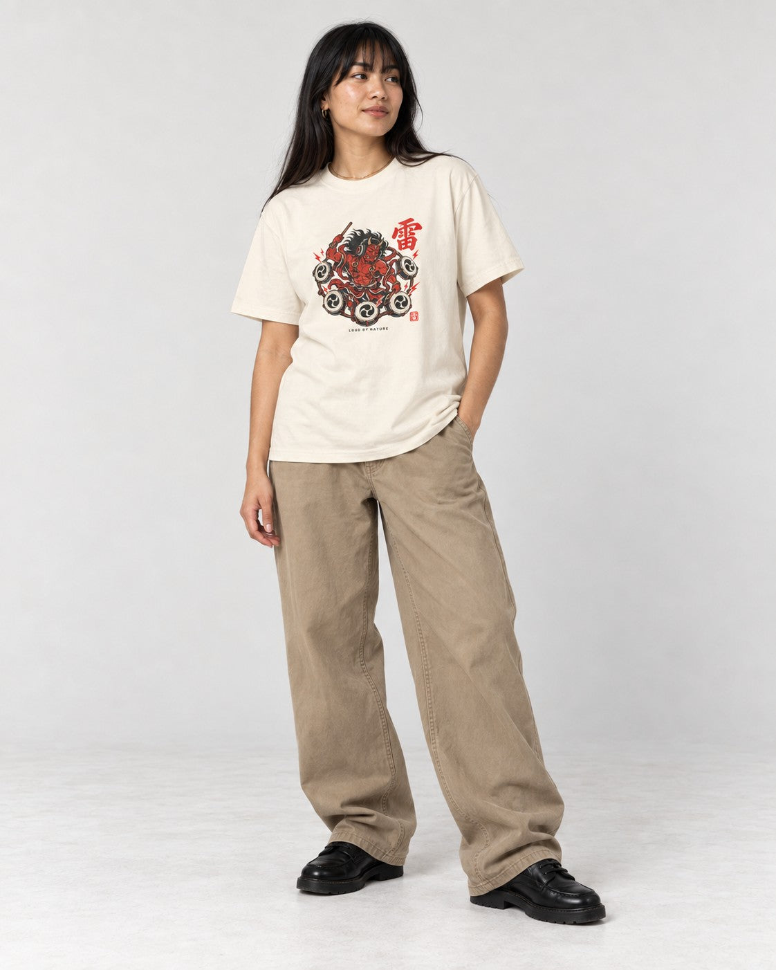 Loud by Nature Raijin T-Shirt in Ivory, full body