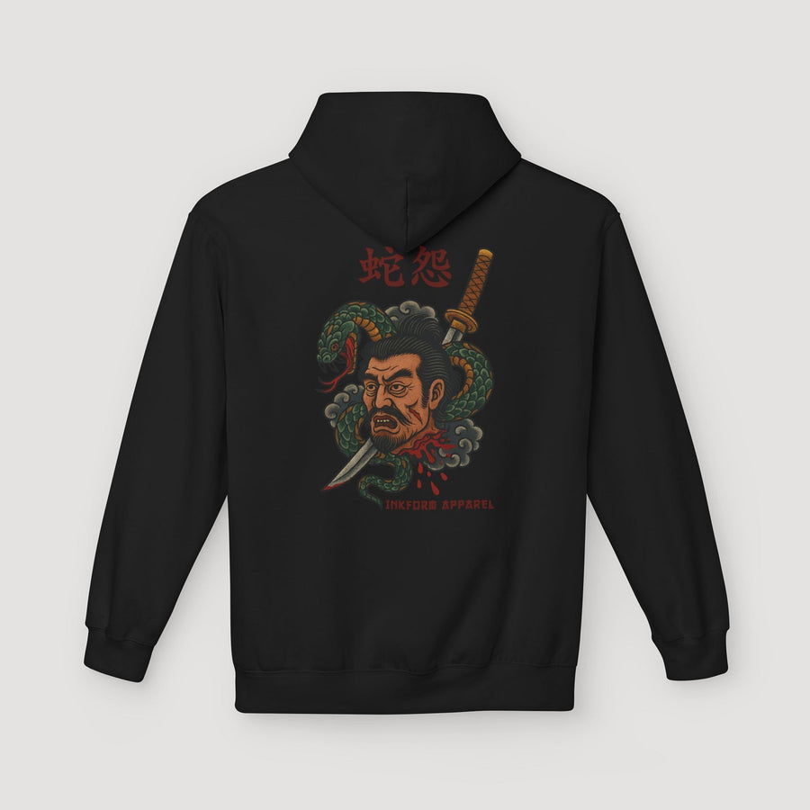 Samurai Head with Snake Back Hoodie