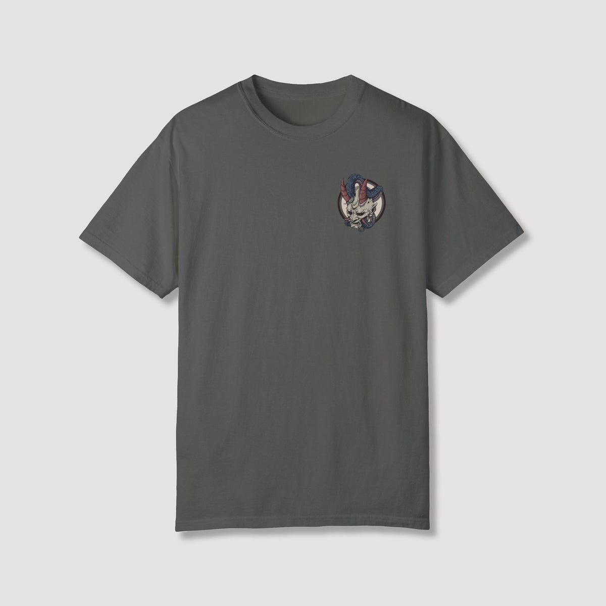White Oni Mask with Snake Back T-Shirt
