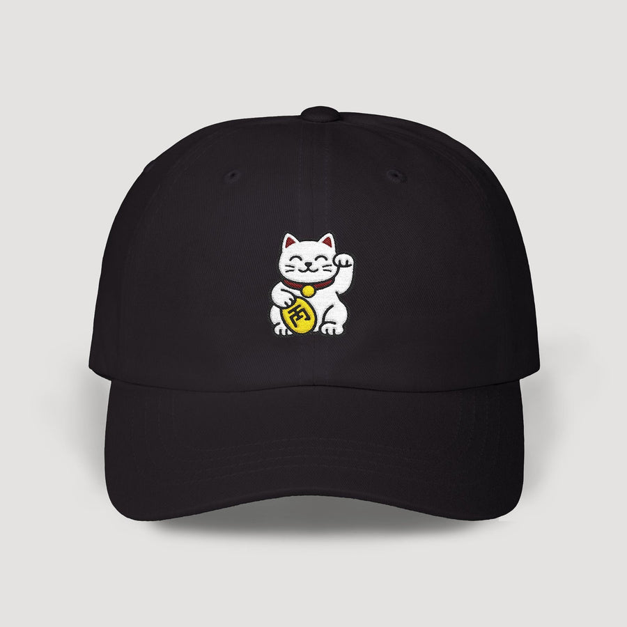 Lucky Cat Maneki Neko Black Dad Hat