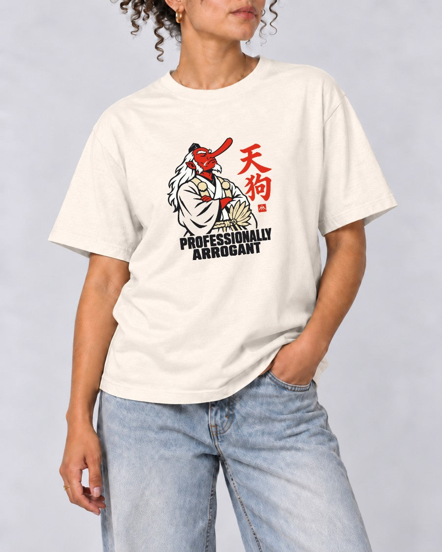 Professionally Arrogant Tengu T-Shirt in Ivory, close-up