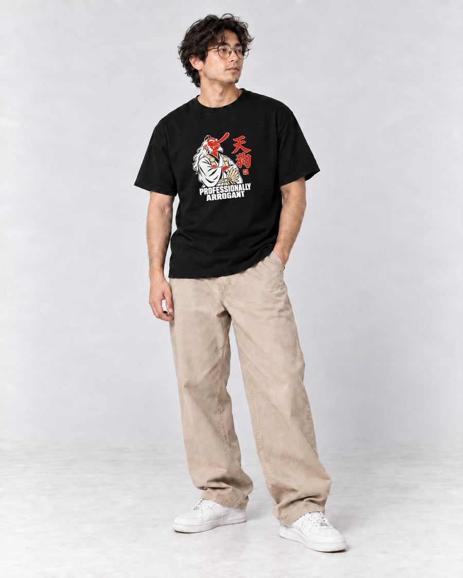 Professionally Arrogant Tengu T-Shirt in Black, full body