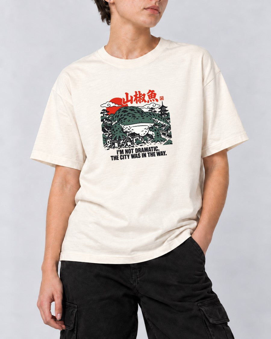 City in the Way Giant Salamander T-Shirt in Ivory, close-up