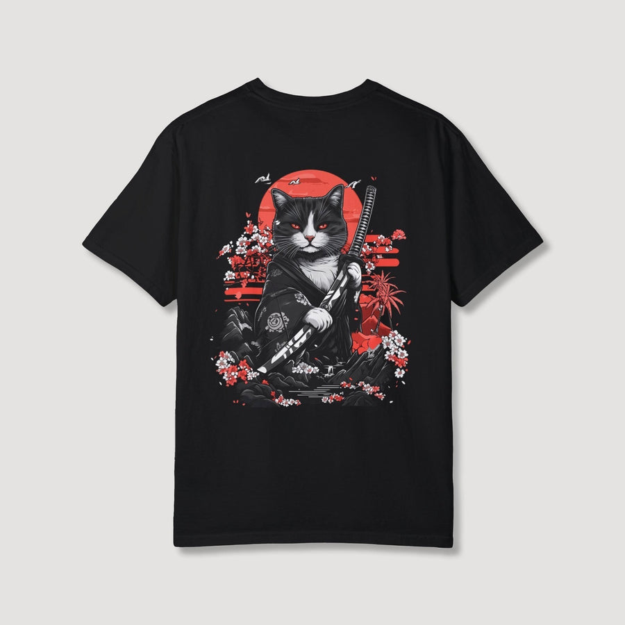 Samurai Cat Back T-Shirt