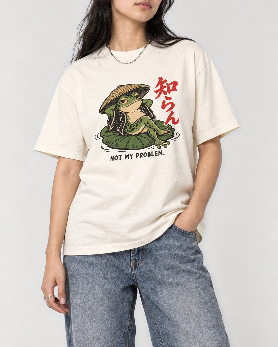Not My Problem Frog T-Shirt in Ivory, close-up