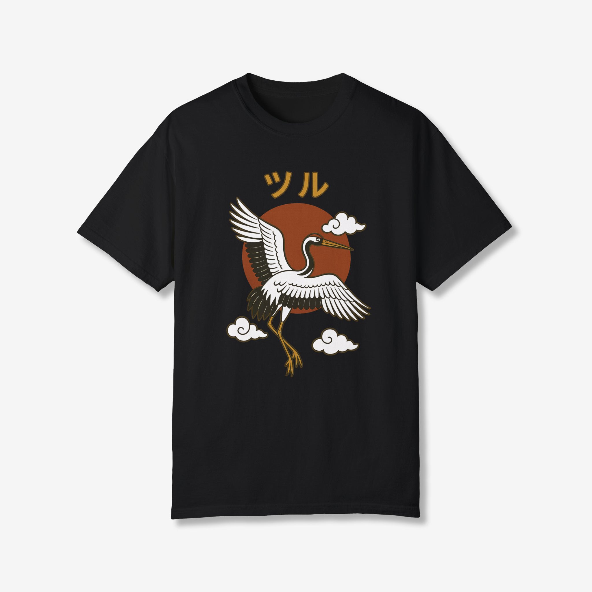 Crane with Sun T-Shirt | Japanese Graphic Tees – InkForm Apparel