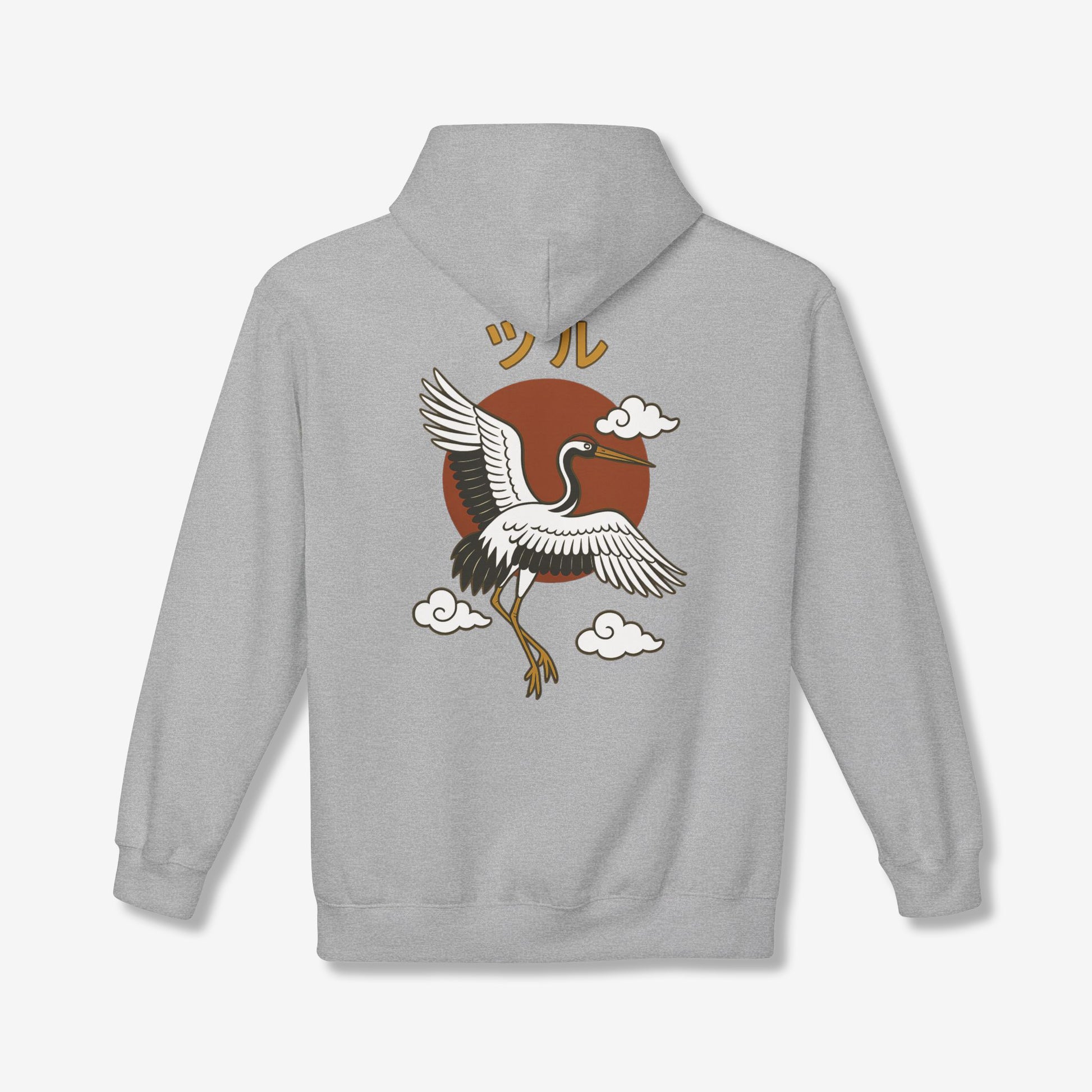 Crane with Sun Back Hoodie