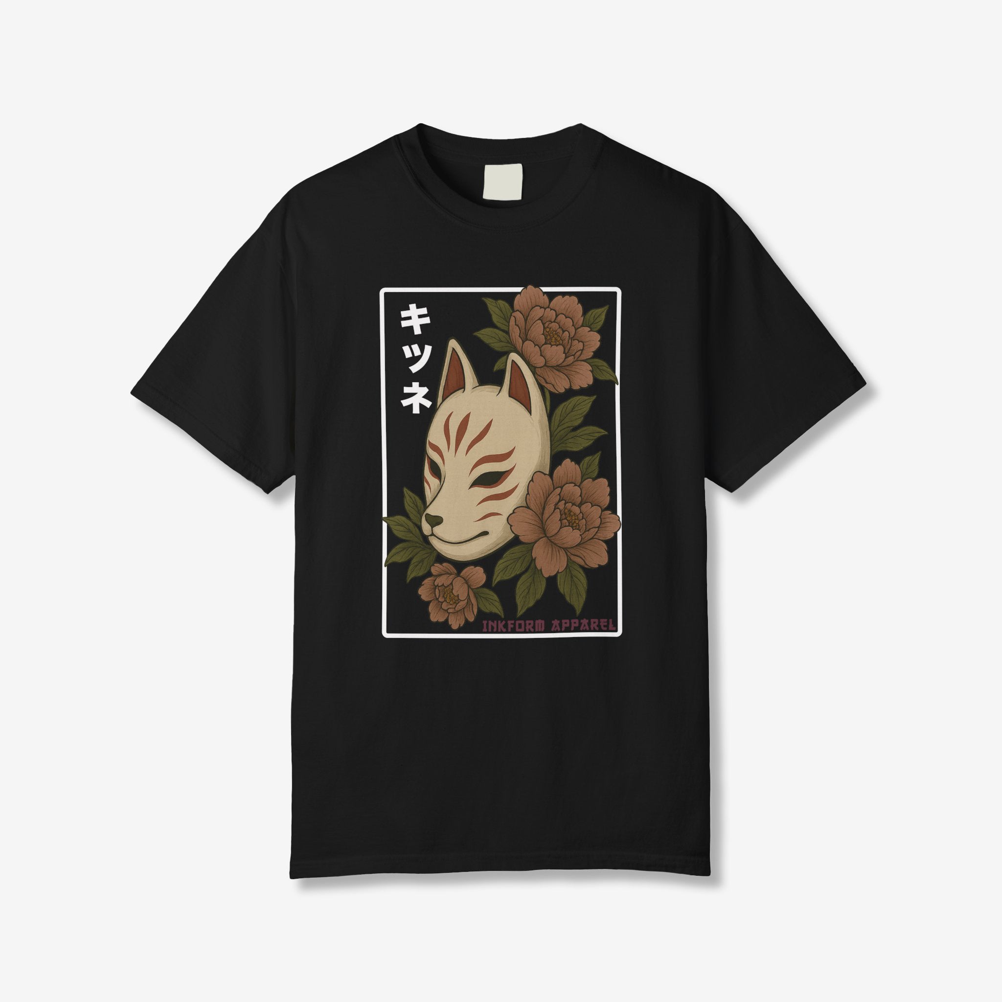 Kitsune Peony Flowers T-Shirt