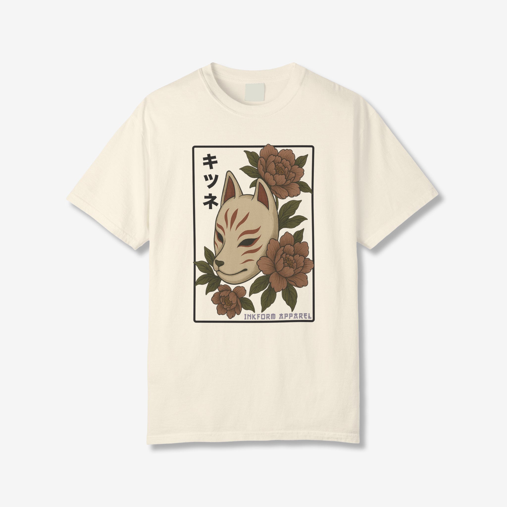 Kitsune Peony Flowers T-Shirt