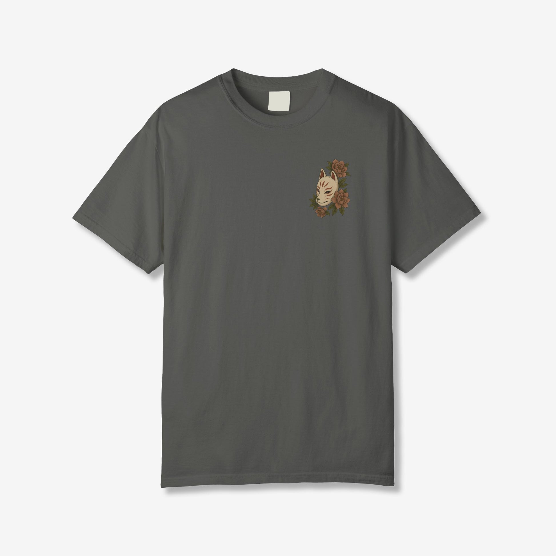 Kitsune Peony Flowers Back T-Shirt