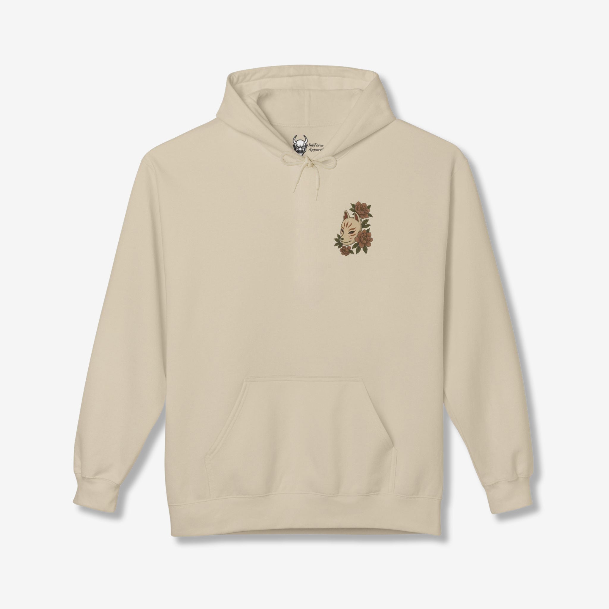 Kitsune Peony Flowers Back Hoodie
