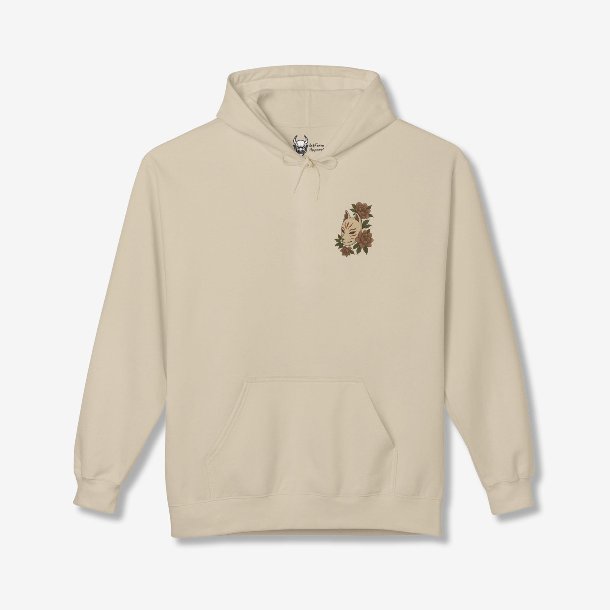 Kitsune Peony Flowers Back Hoodie