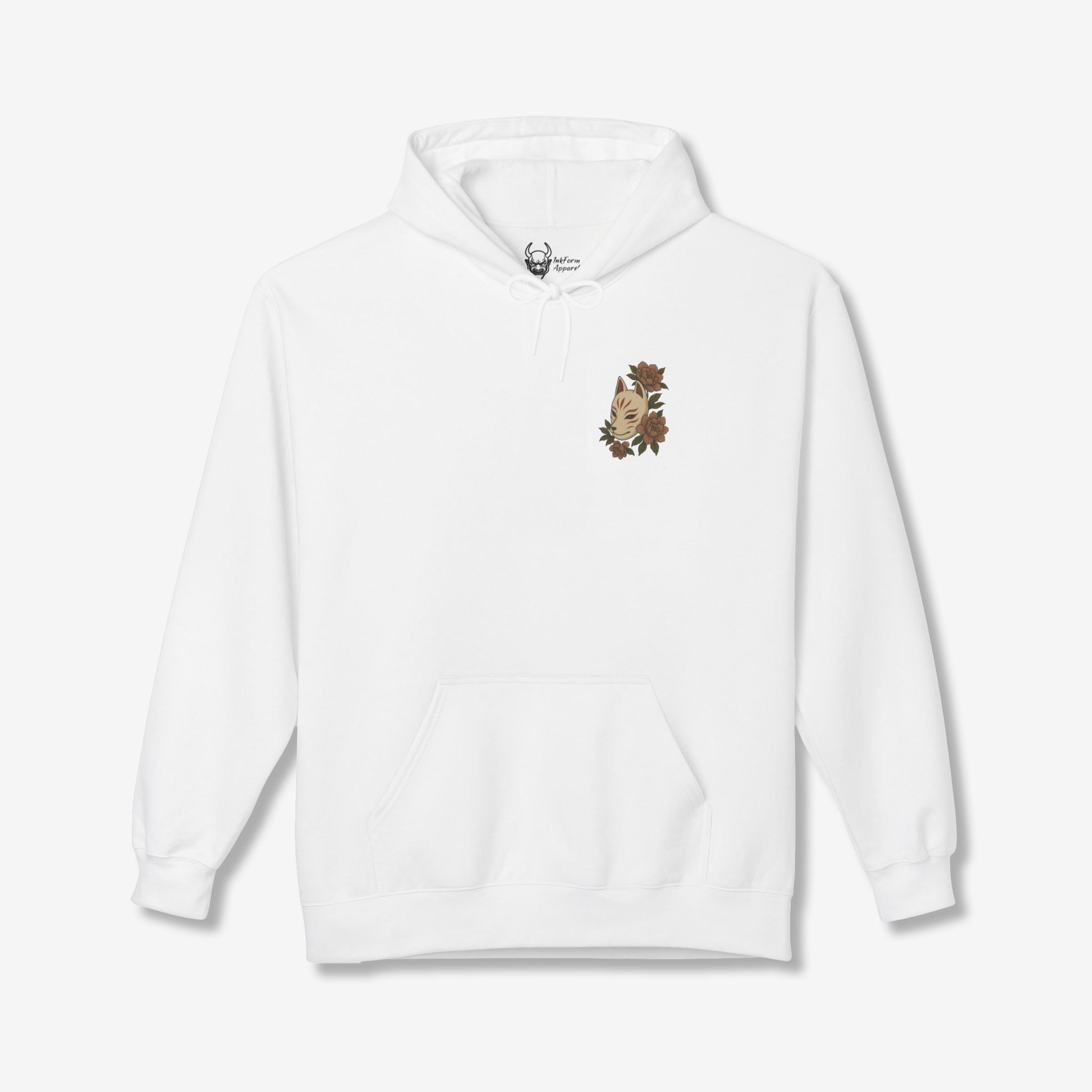 Kitsune Peony Flowers Back Hoodie