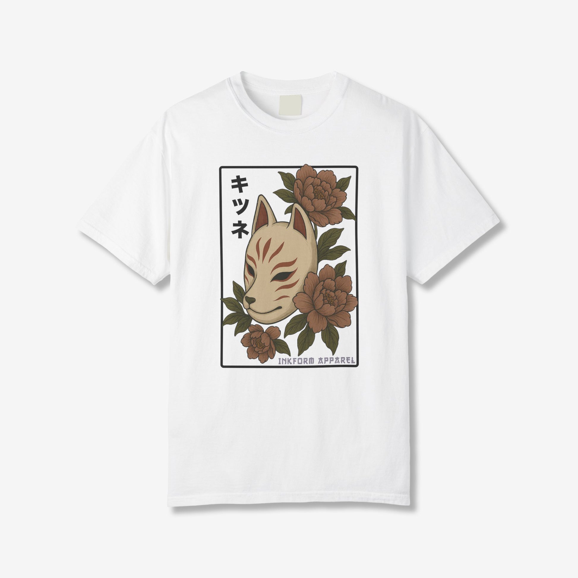 Kitsune Peony Flowers T-Shirt