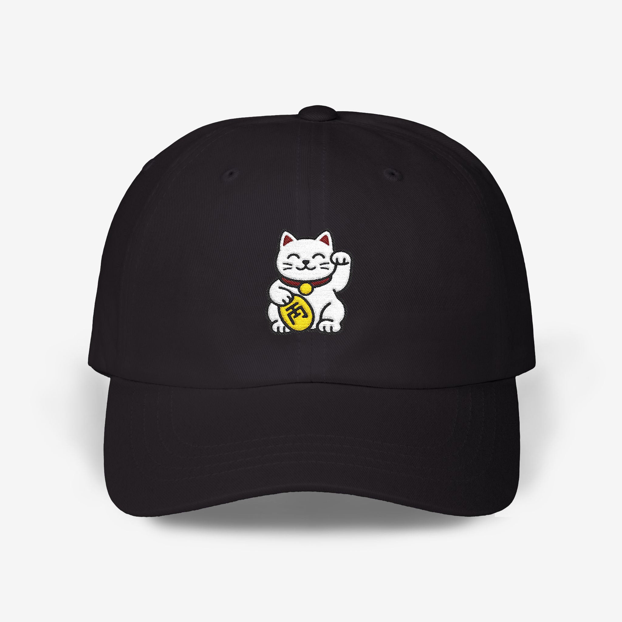 Lucky Cat Maneki Neko Black Dad Hat
