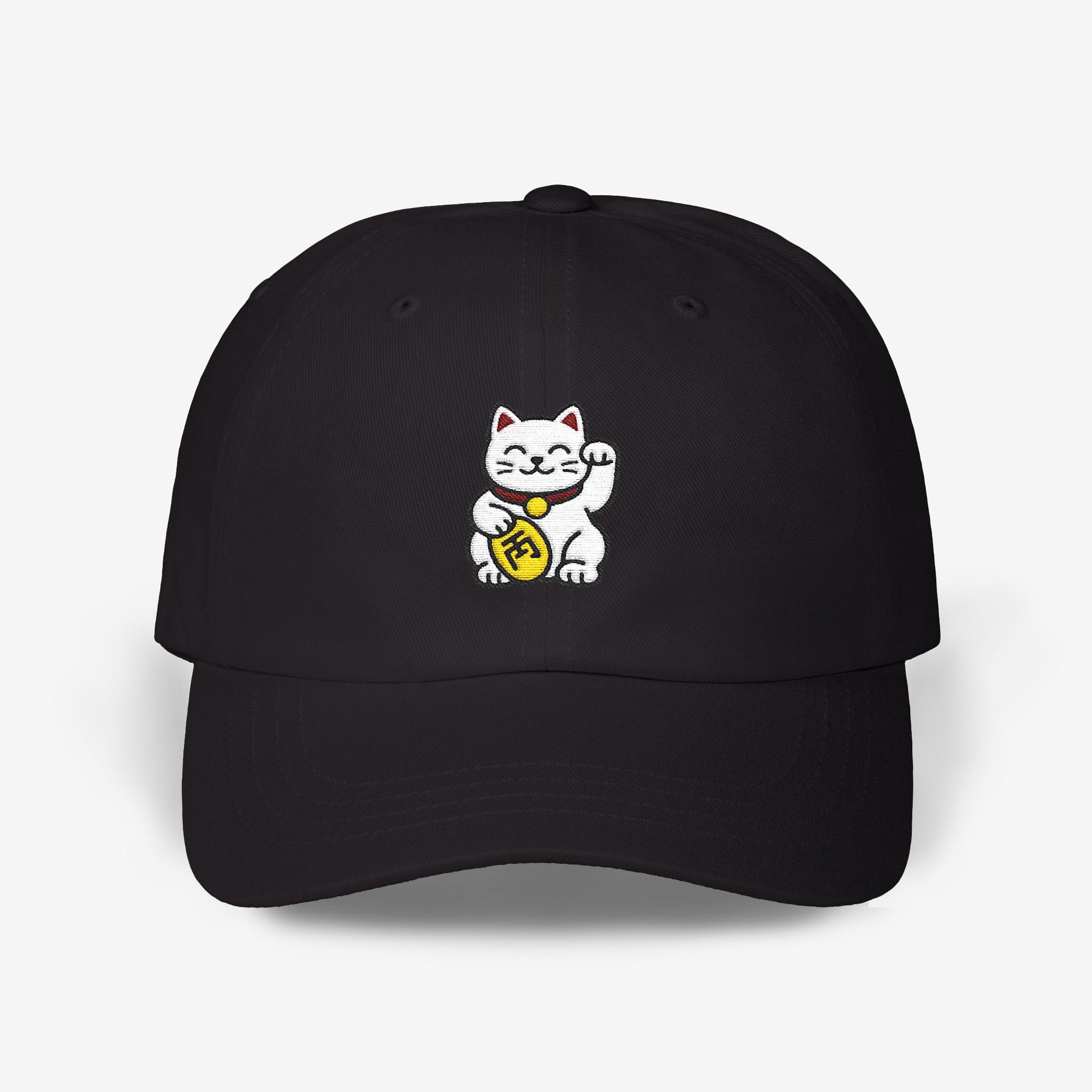 Lucky Cat Maneki Neko Black Dad Hat