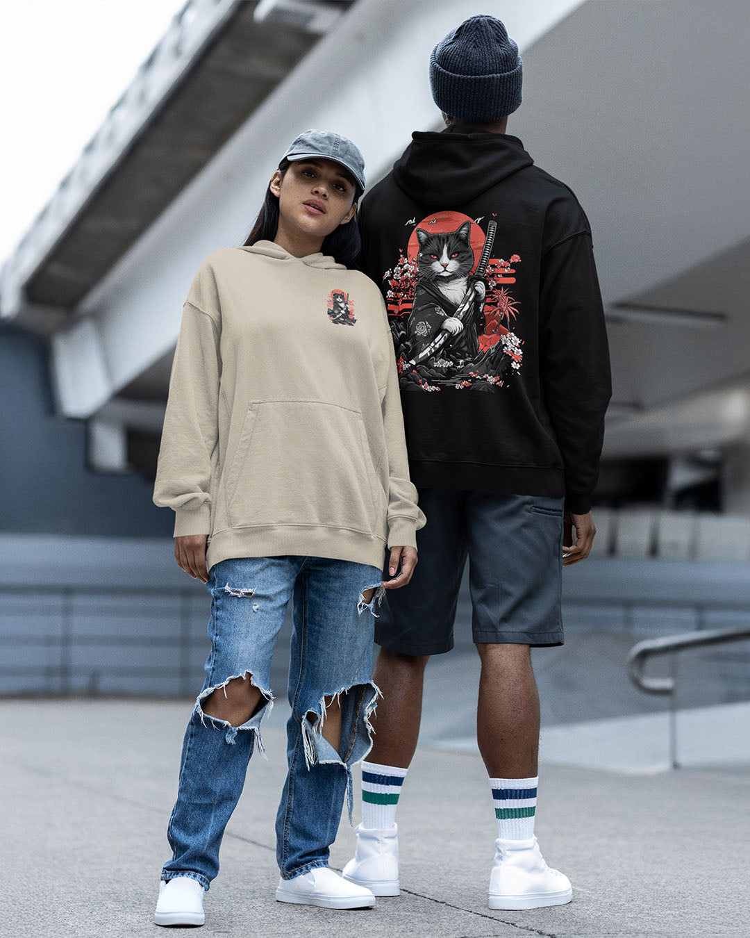 Samurai Cat Back Hoodie