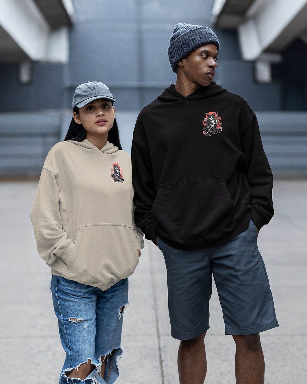 Samurai Cat Back Hoodie