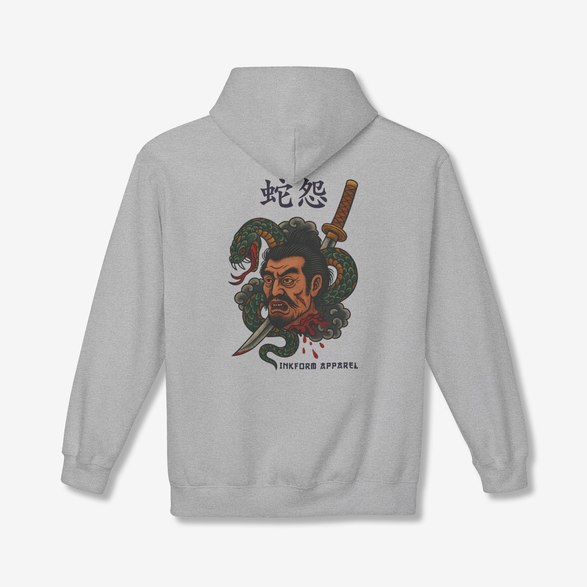 Samurai Head with Snake Back Hoodie