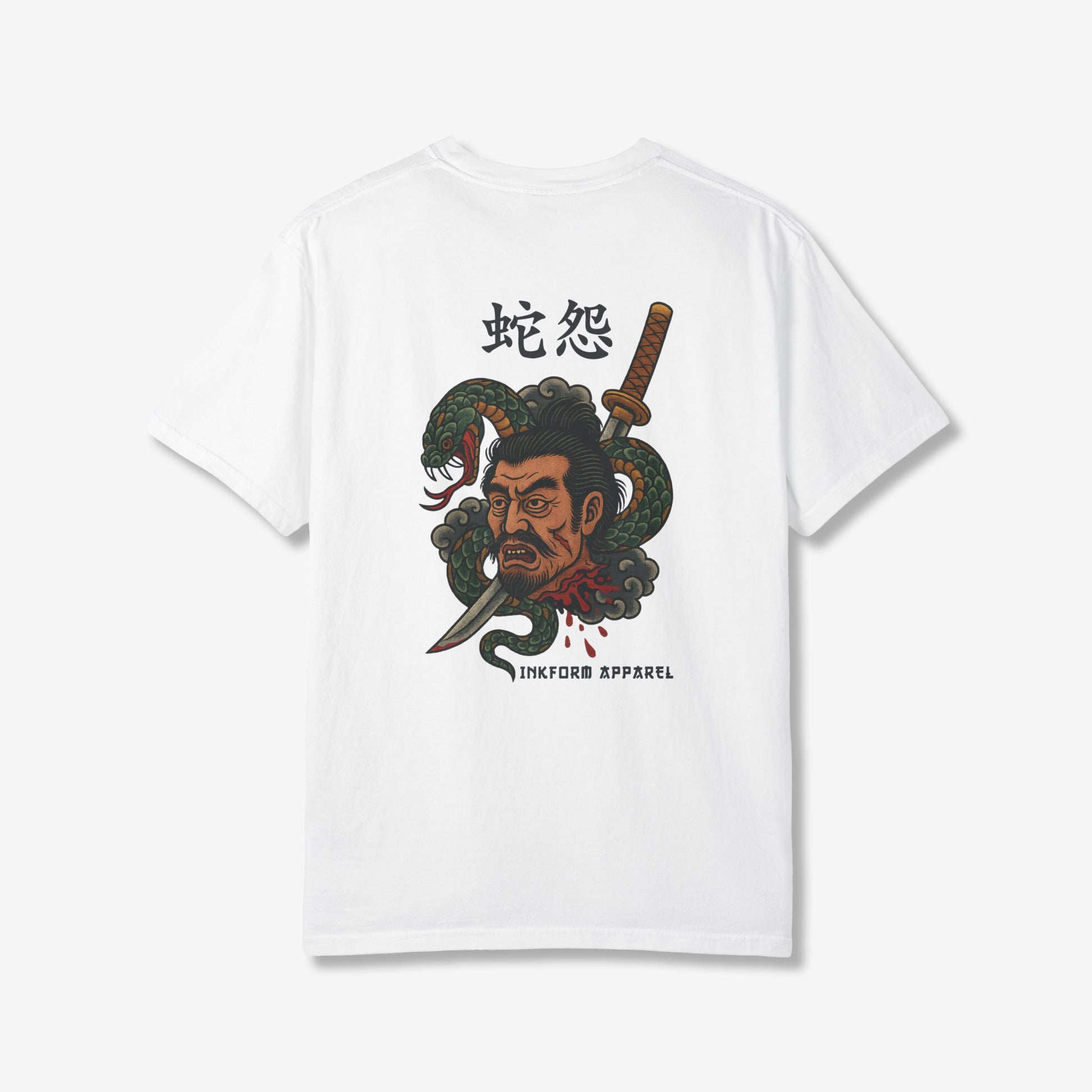 Samurai Head with Snake Back T-Shirt