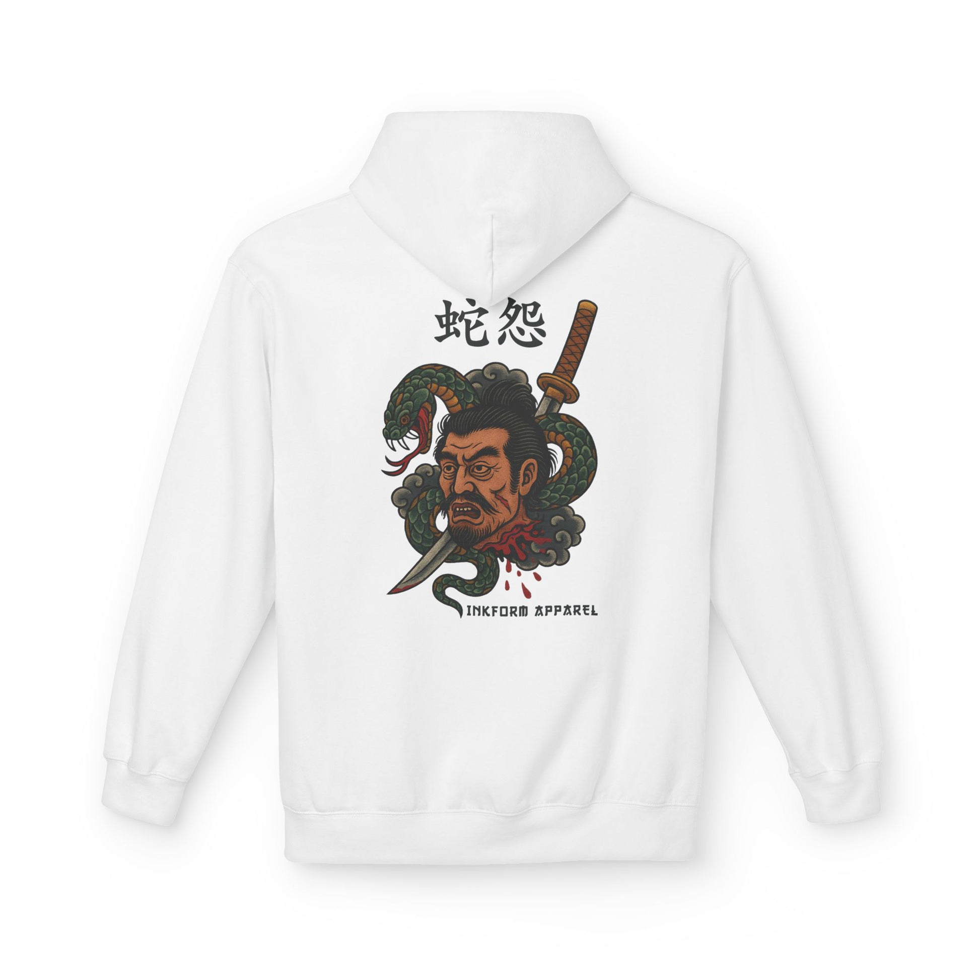 Samurai Head with Snake Back Hoodie