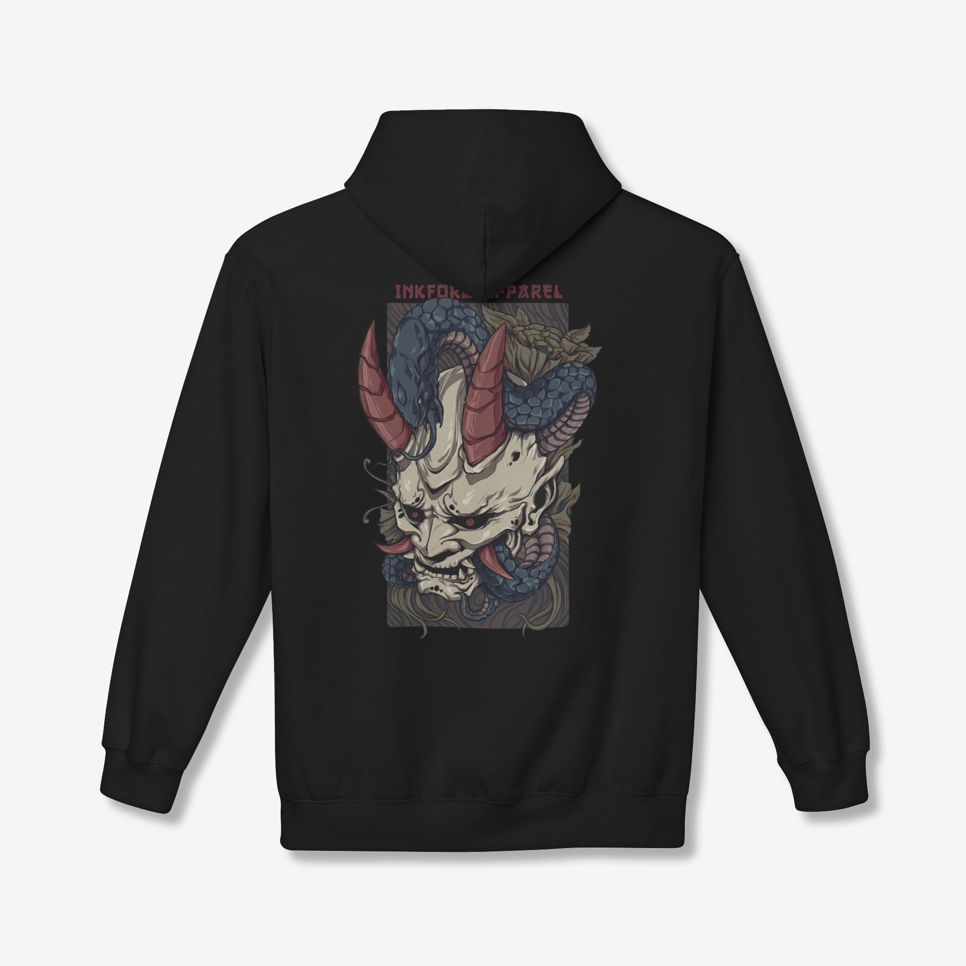 White Oni Mask with Snake Back Hoodie