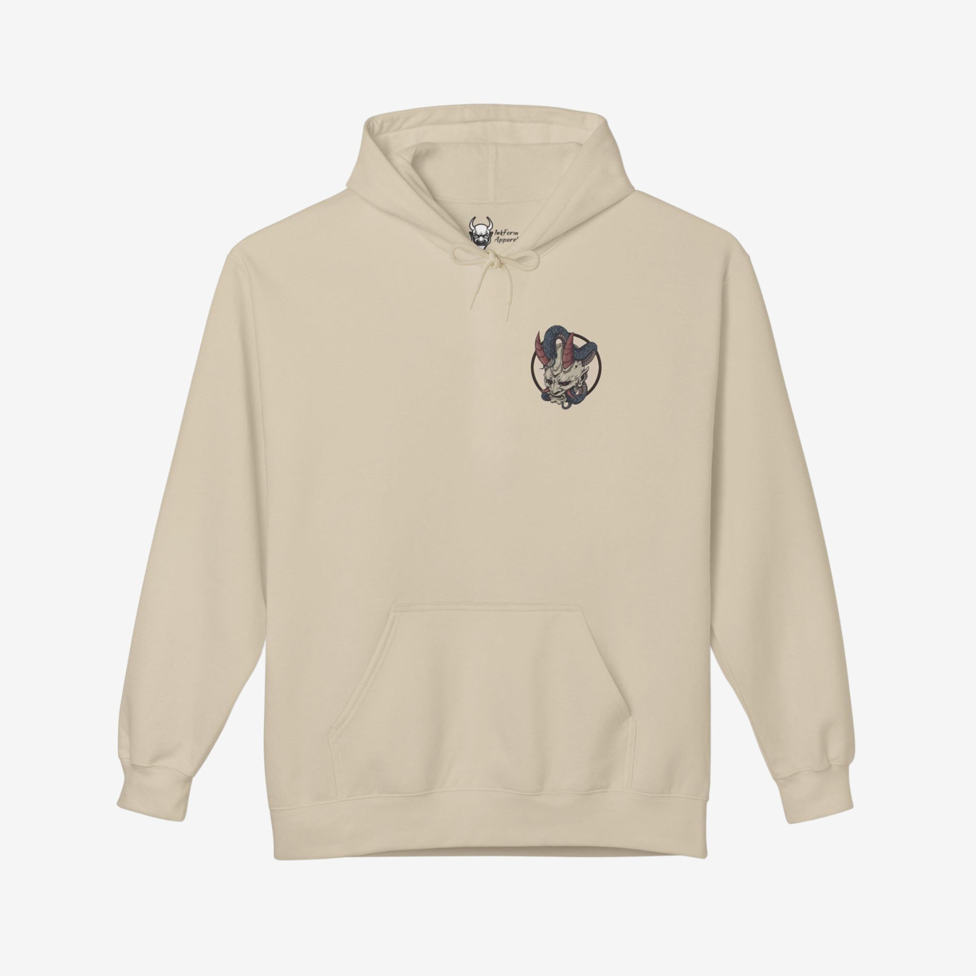 White Oni Mask with Snake Back Hoodie