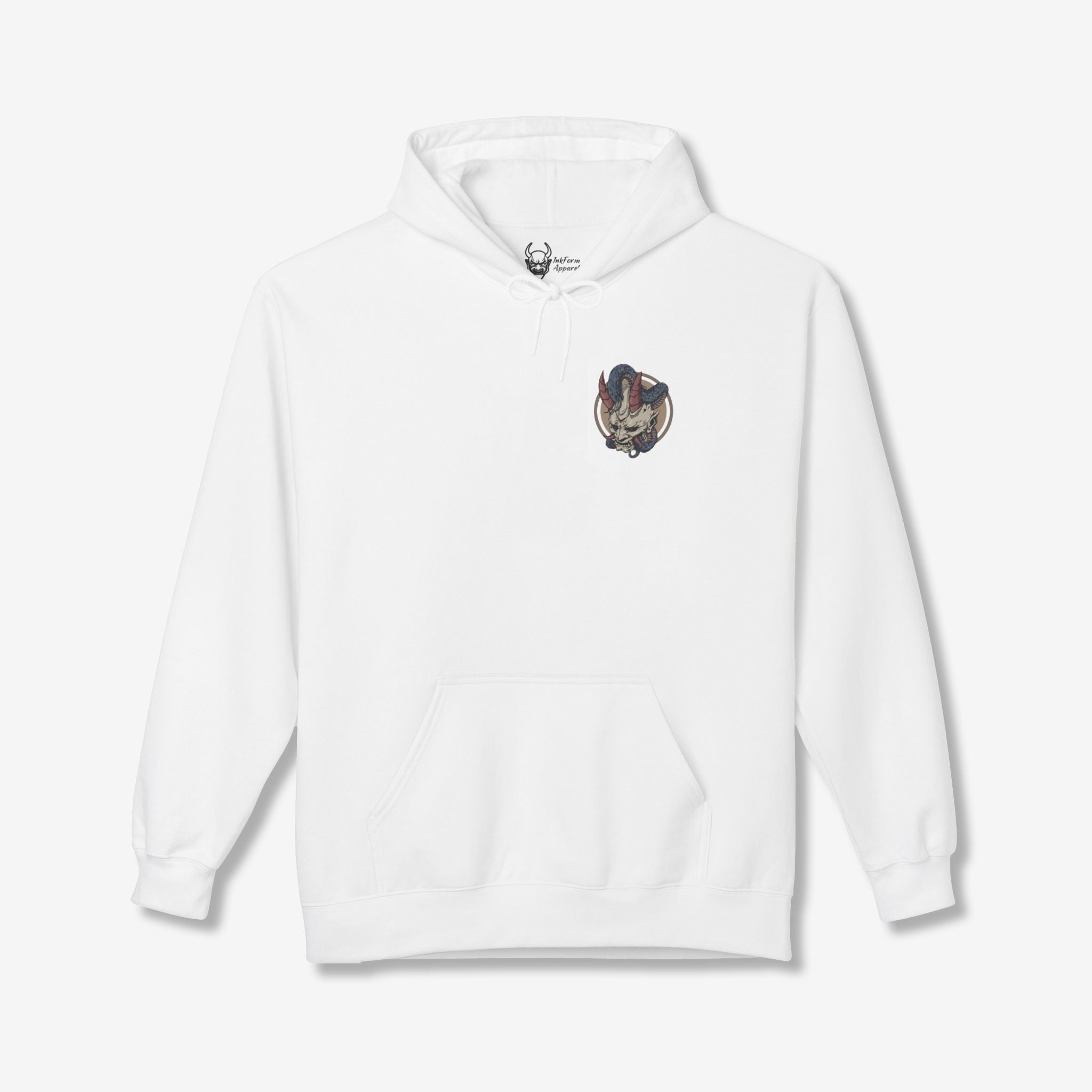 White Oni Mask with Snake Back Hoodie