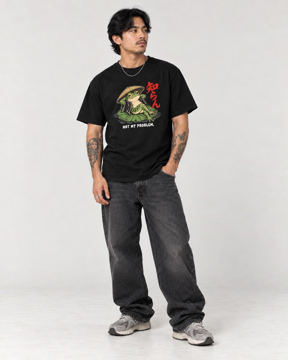 Not My Problem Frog T-Shirt in Black, full body