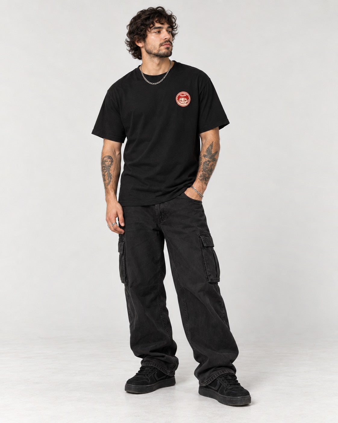 Kappa Yokai Cucumber Back T-Shirt in Black, full body
