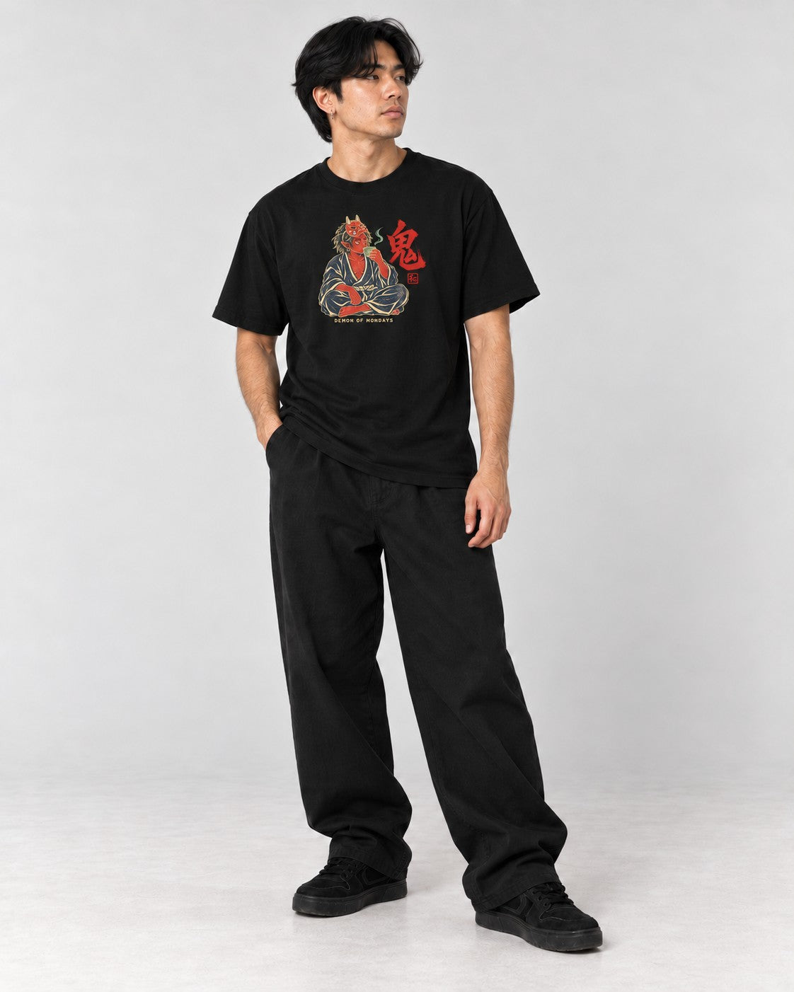 Demon of Mondays Oni T-Shirt in Black, full body