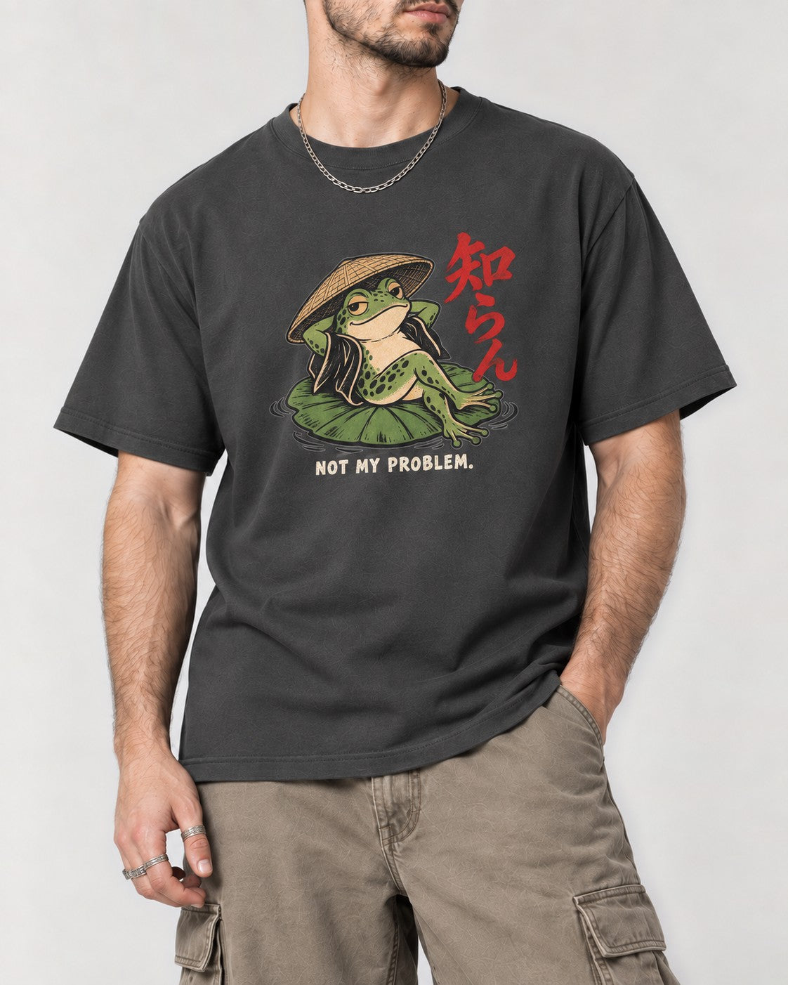 Not My Problem Frog T-Shirt in Pepper, close-up