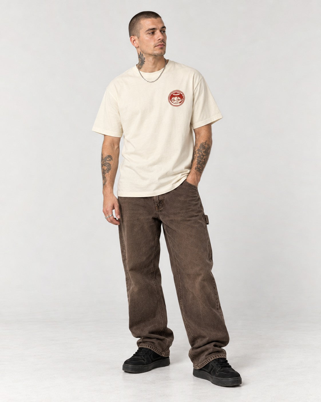Kappa Yokai Cucumber Back T-Shirt in Ivory, full body