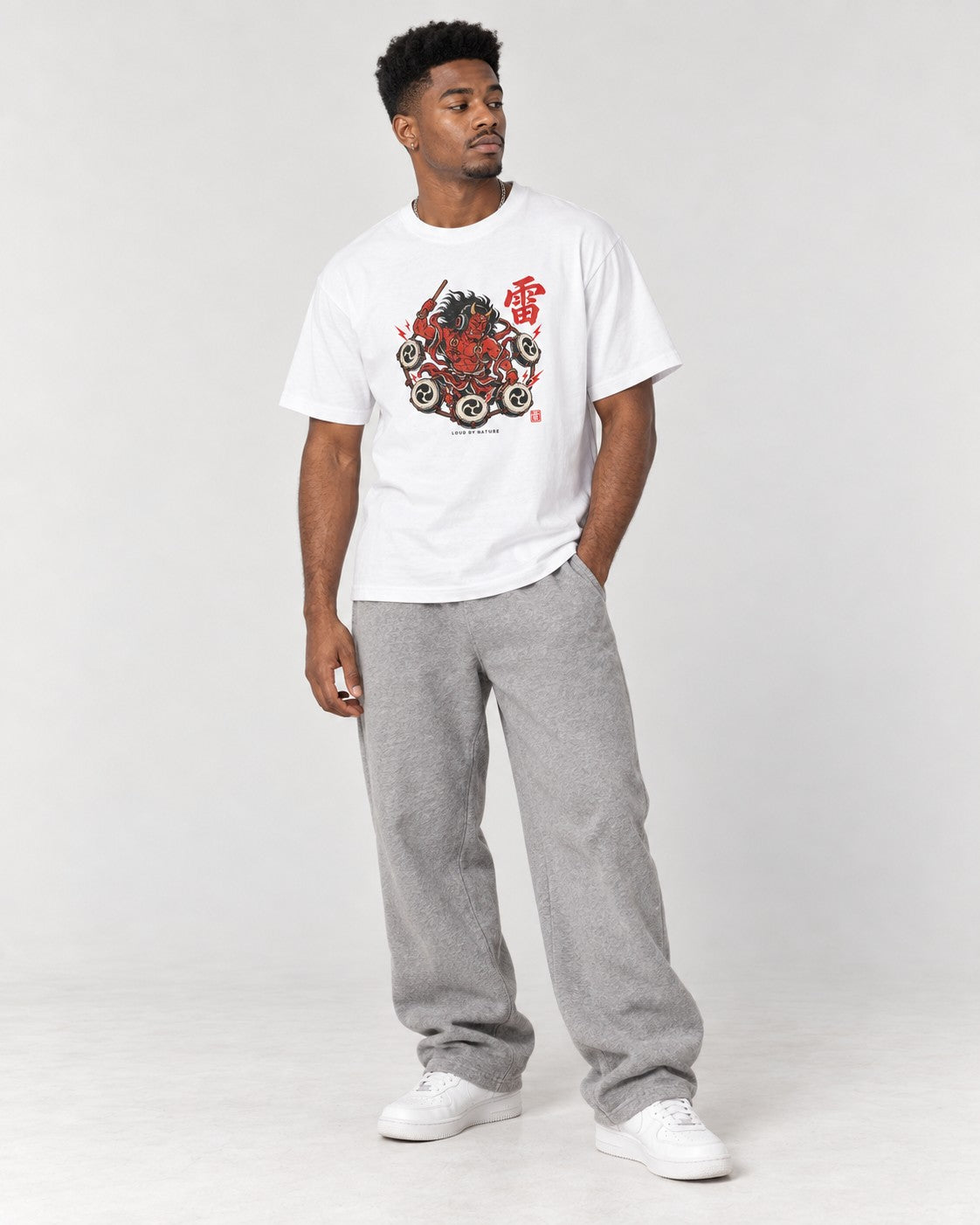 Loud by Nature Raijin T-Shirt in White, full body