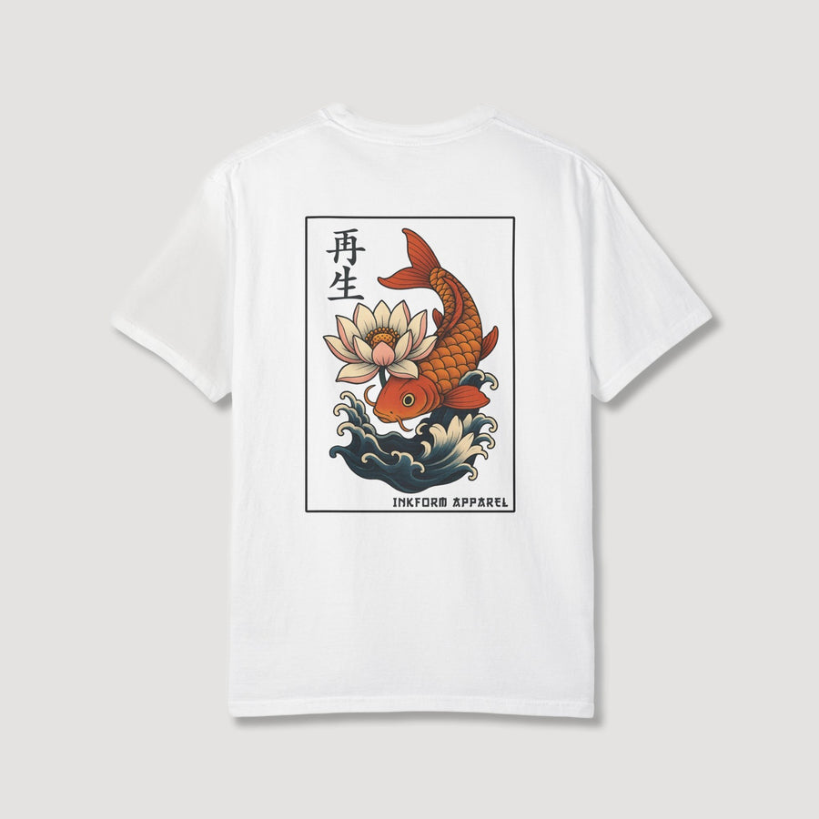Lotus Flower Koi Fish Back T-Shirt