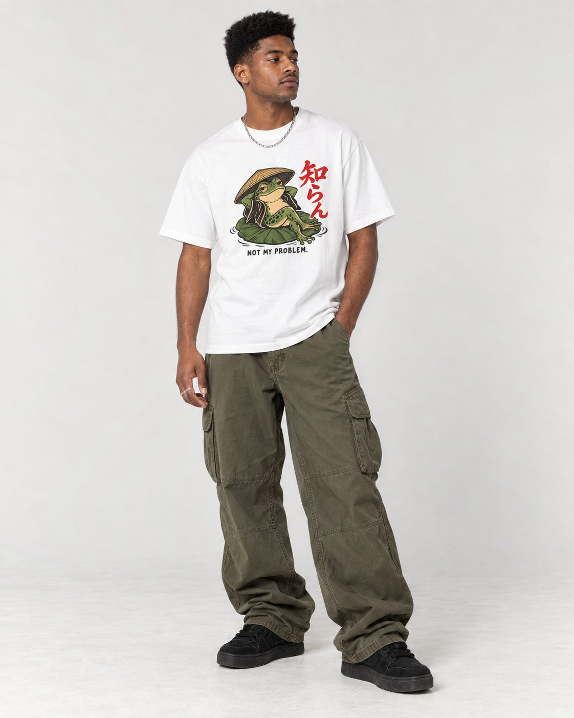 Not My Problem Frog T-Shirt in White, full body